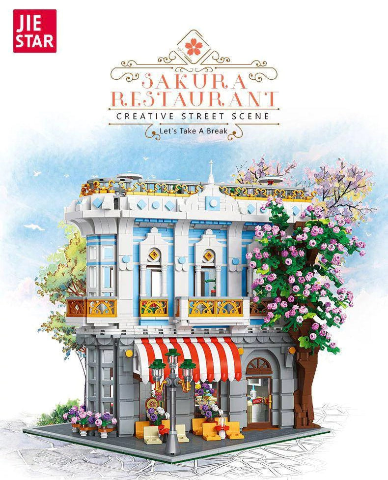JIESTAR 89109 Creator Edificio Modulare Ristorante Sakura Con Luci LED 3725PCS