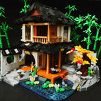 FUNWHOLE L9075 Edificio modulare stile giapponese 2432PCS 2 minifigures e Luci LED e Scatola