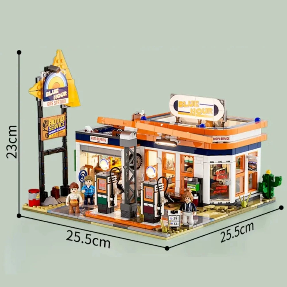 Funwhole F9065 Stazione di servizio Stazione di rifornimento Benzinaio edificio modulare con scatola 1608PCS