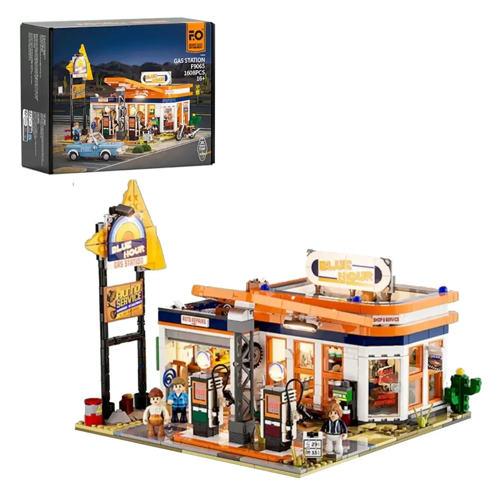 Funwhole F9065 Stazione di servizio Stazione di rifornimento Benzinaio edificio modulare con scatola 1608PCS