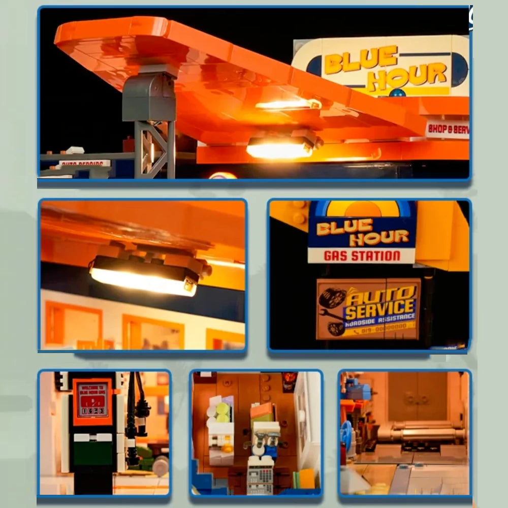 Funwhole F9065 Stazione di servizio Stazione di rifornimento Benzinaio edificio modulare con scatola 1608PCS