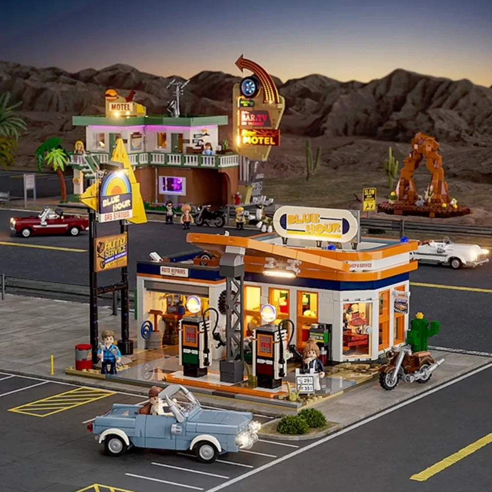 Funwhole F9065 Stazione di servizio Stazione di rifornimento Benzinaio edificio modulare con scatola 1608PCS