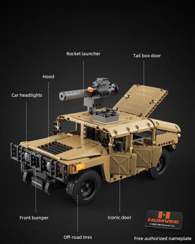 CaDA C61036W Humvee H1 1:8 versione Radiocomando o Statica blindato tipo SUV militare 3935pcs