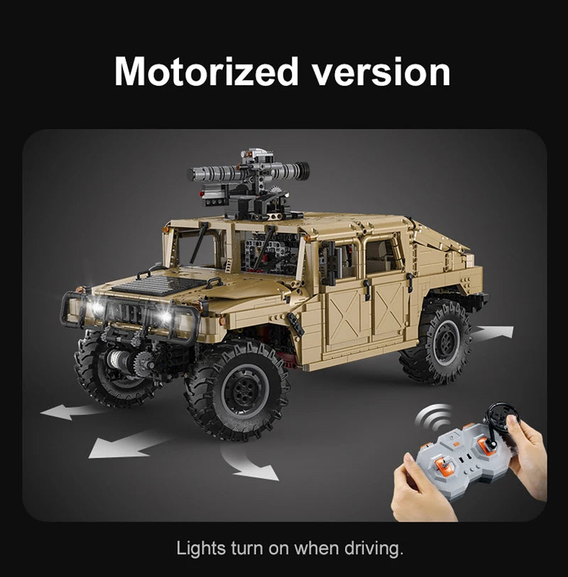 CaDA C61036W Humvee H1 1:8 versione Radiocomando o Statica blindato tipo SUV militare 3935pcs