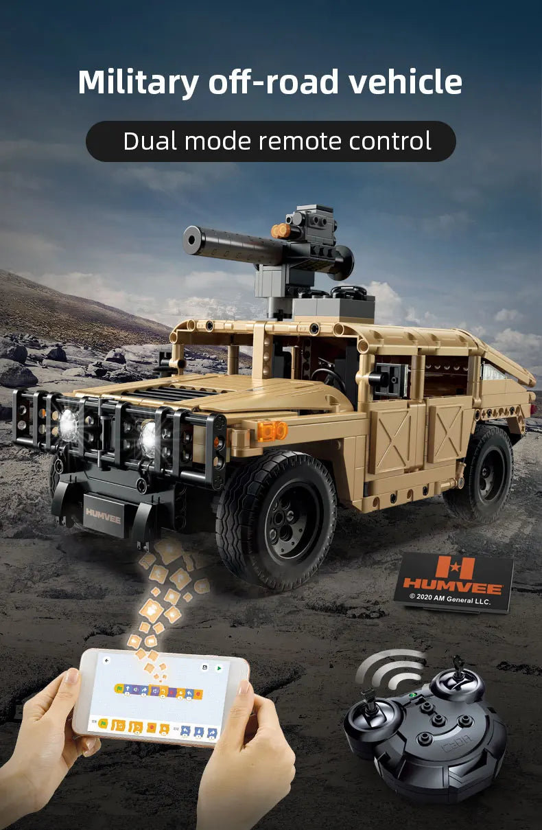 CaDA C61036W Humvee H1 1:8 versione Radiocomando o Statica blindato tipo SUV militare 3935pcs