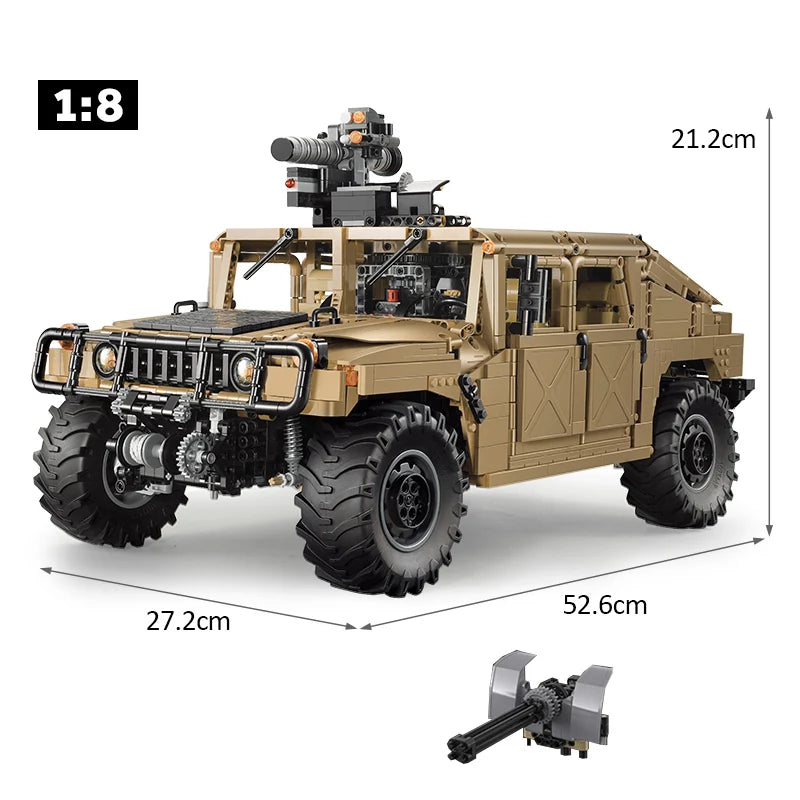 CaDA C61036W Humvee H1 1:8 versione Radiocomando o Statica blindato tipo SUV militare 3935pcs