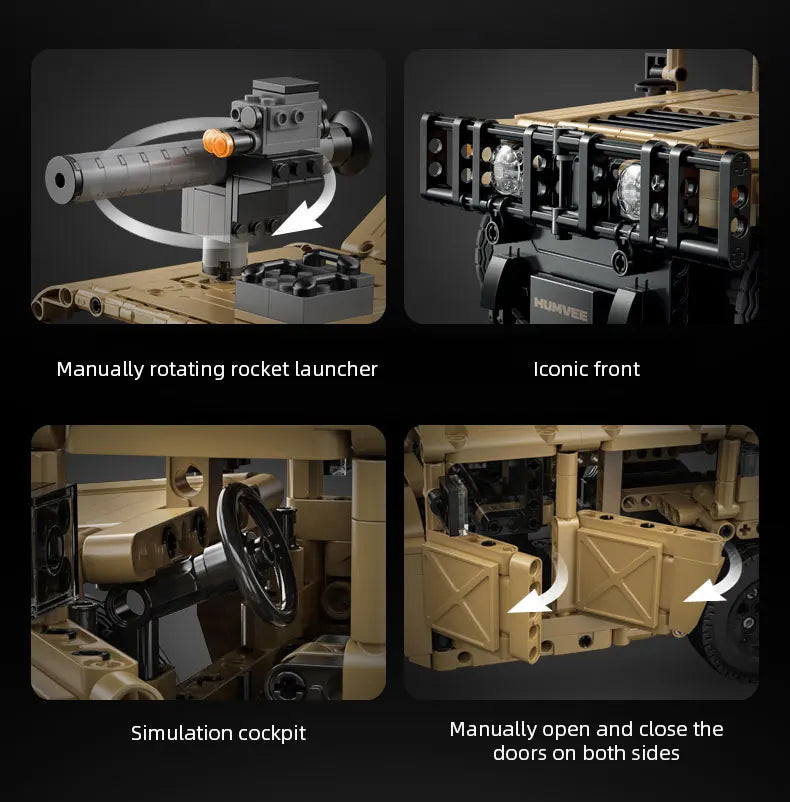 CaDA C61036W Humvee H1 1:8 versione Radiocomando o Statica blindato tipo SUV militare 3935pcs
