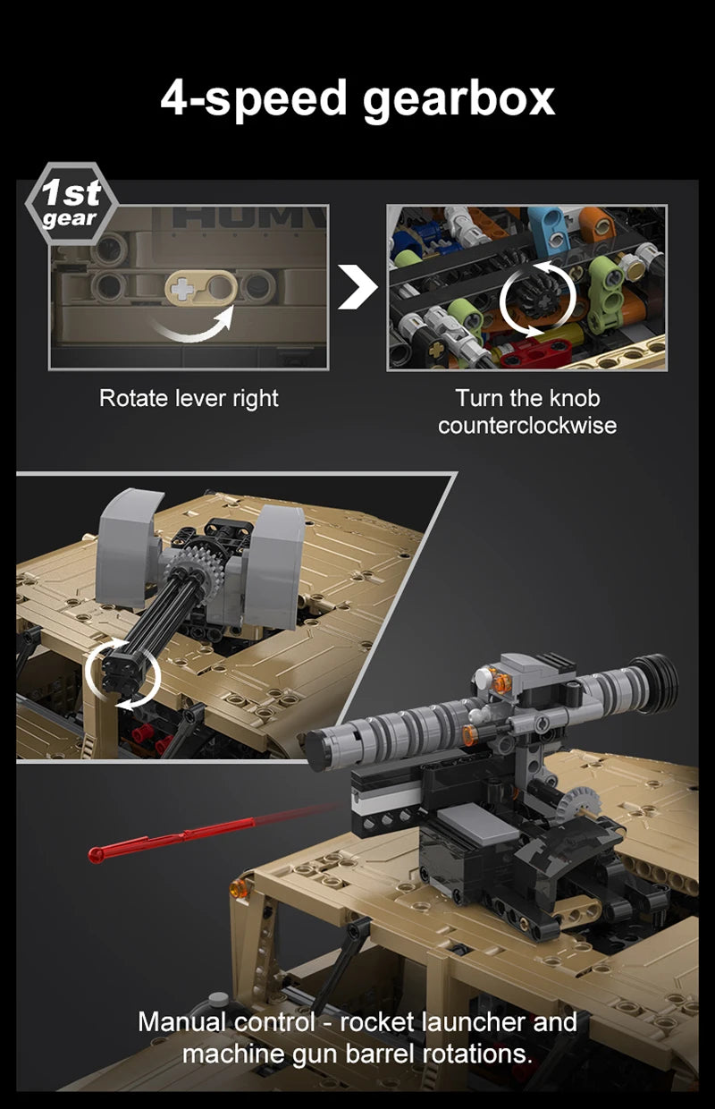 CaDA C61036W Humvee H1 1:8 versione Radiocomando o Statica blindato tipo SUV militare 3935pcs