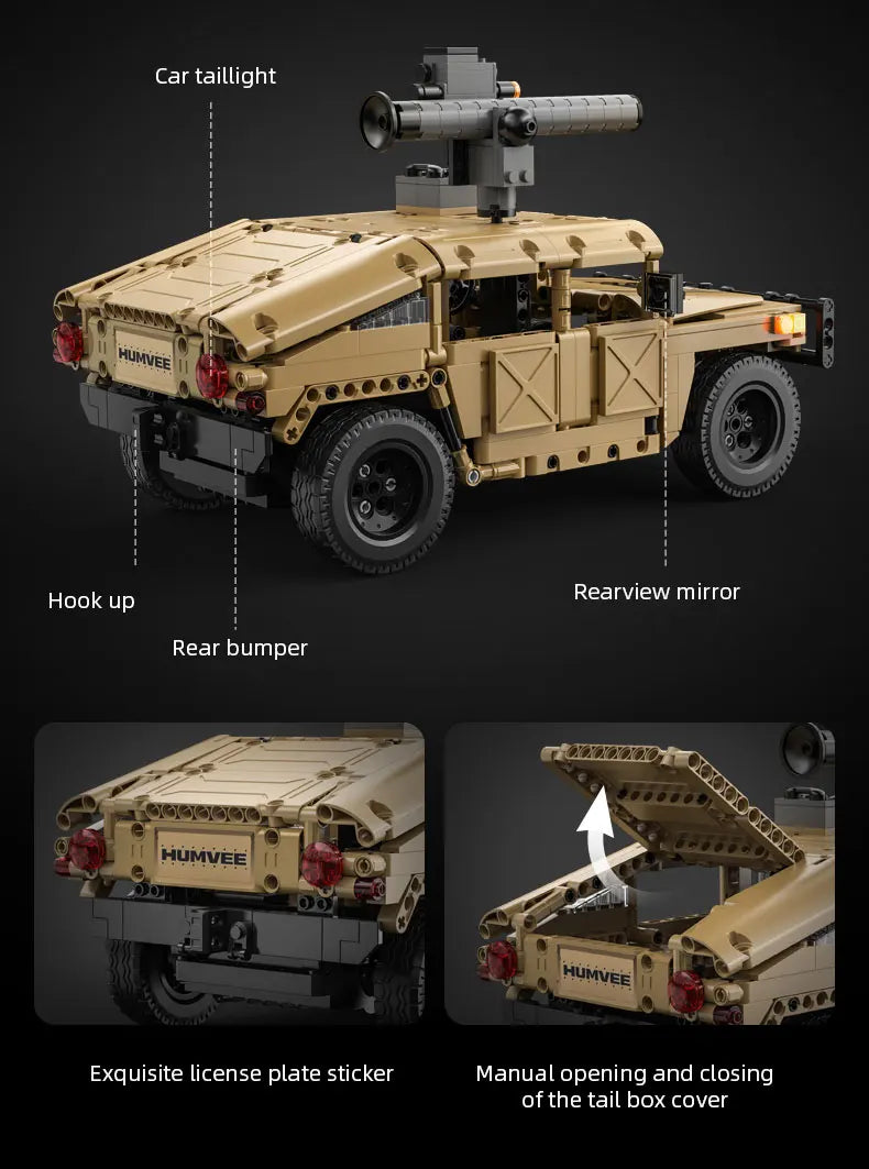 CaDA C61036W Humvee H1 1:8 versione Radiocomando o Statica blindato tipo SUV militare 3935pcs