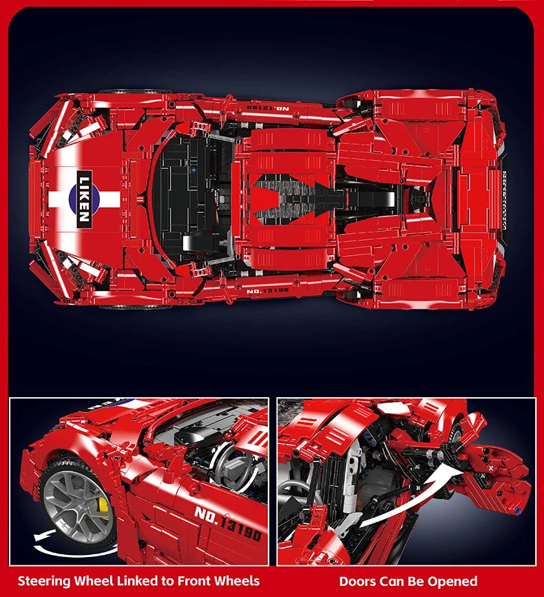Mould King 13190 Technic APP & RC Red Lykan 4070 PCS Scatola e motore