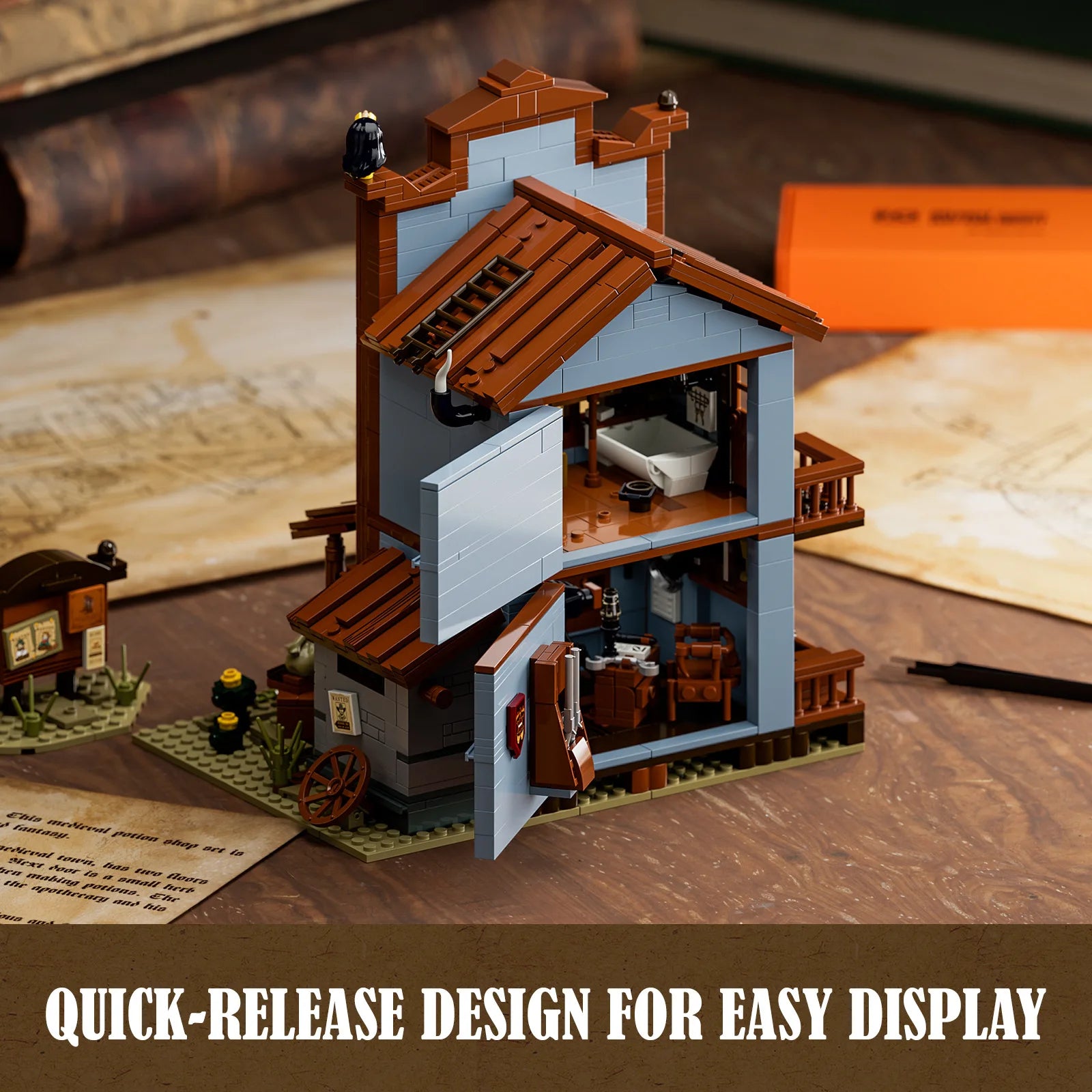 FUNWHOLE F9026 Ufficio dello sceriffo del Far West edificio modulare con Scatola e Luci LED 1240PCS