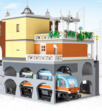 JIESTAR 89129 Stazione del treno city creator modulare MOC Con LUCI 3692pcs