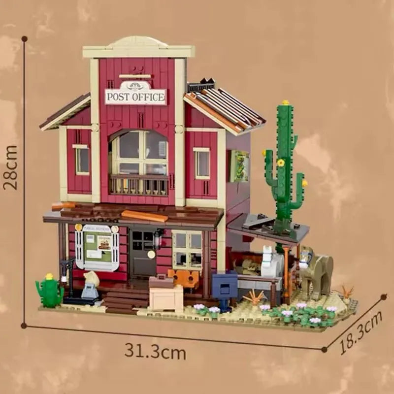 Funwhole F9044 Vecchio Ufficio Postale del West edificio Modulare con 4 minifigures Scatola e Luci LED 1692PCS