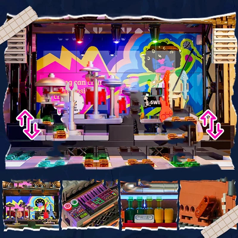 Funwhole F9068 Club Discoteca in Vecchia fabbrica edificio modulare con LUCI LED e Scatola 2654PCS