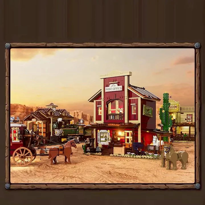 Funwhole F9044 Vecchio Ufficio Postale del West edificio Modulare con 4 minifigures Scatola e Luci LED 1692PCS