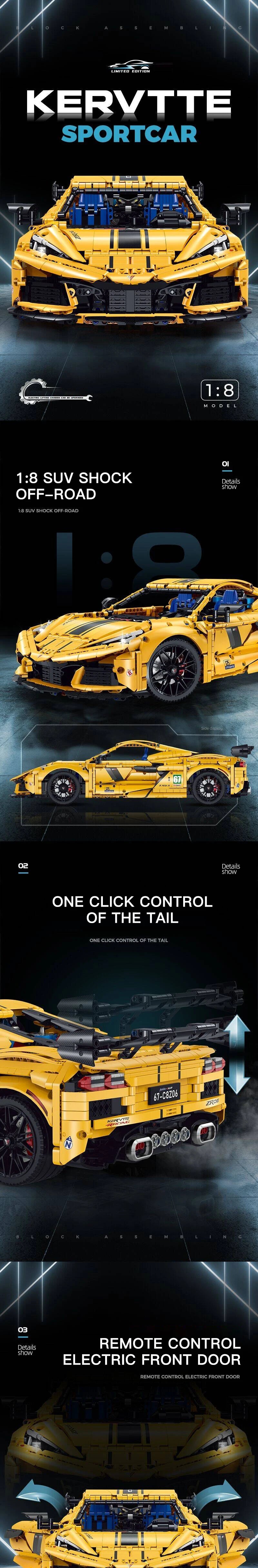 GULY 10622 Technic Corvtte Sportcar C8 Z06 1:8 CON MOTORE 3788 PCS [Pre-vendita]