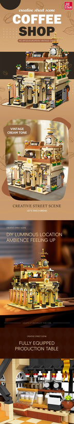 Jiestar 89120 Caffetteria Bar Negozio del caffè Edificio Modulare con Luci Led 2987PCS