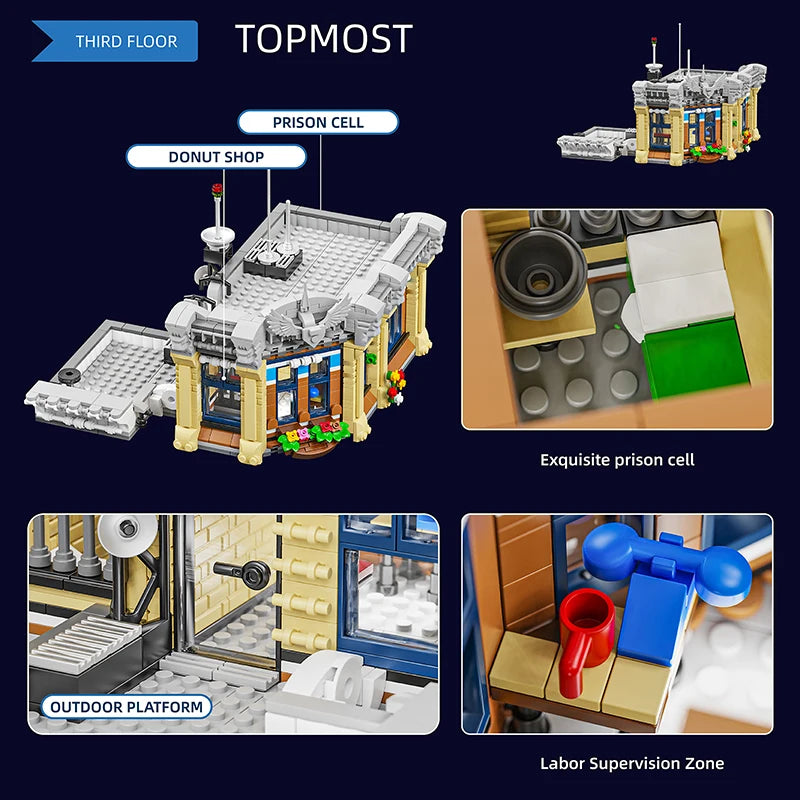 Jiestar/Falagil 89134 Stazione di Polizia City Edificio modulare città MOC 20001 Creator 3200PCS con Scatola