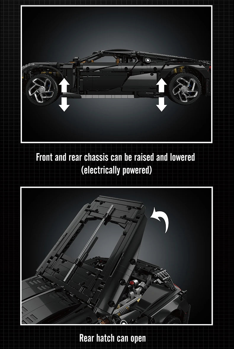 Mould King 13163 Technic La Voiture Noire Con Scatola e Motore radiocomandato