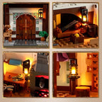 Funwhole F9038 Sartoria stile Medievale Edificio Modulare, 5 minifigures con LUCI LED e Scatola 1523PCS