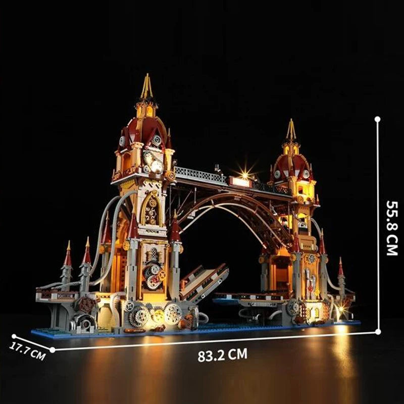 Funwhole F9047 Steampunk Ponte Basculante modulare con 9 minifigures LUCI LED e Scatola 3170 PCS