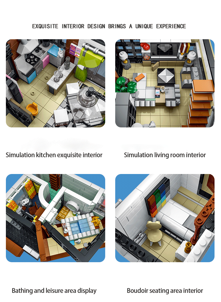 MORK 10205 Modern Villa con Luci LED Edificio modulare 3300pcs