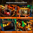 FUNWHOLE F9011 Taverna sul Molo Medievale Modulare Creator con LUCI LED 2143 PCS