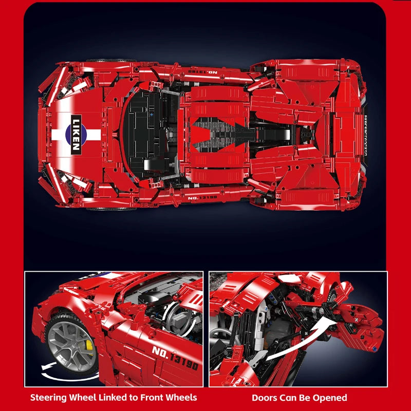 Mould King 13190 Technic APP & RC Red Lykan 4070 PCS Scatola e motore