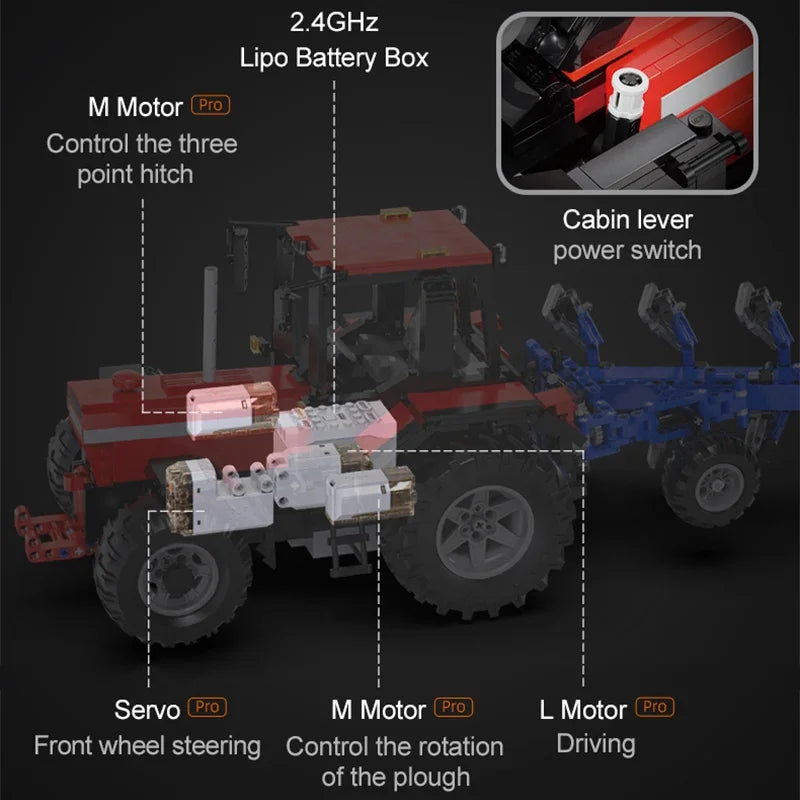 CaDA C61052W 1:17 514c Macchina agricola Trattore Motore Scatola 1675pcs