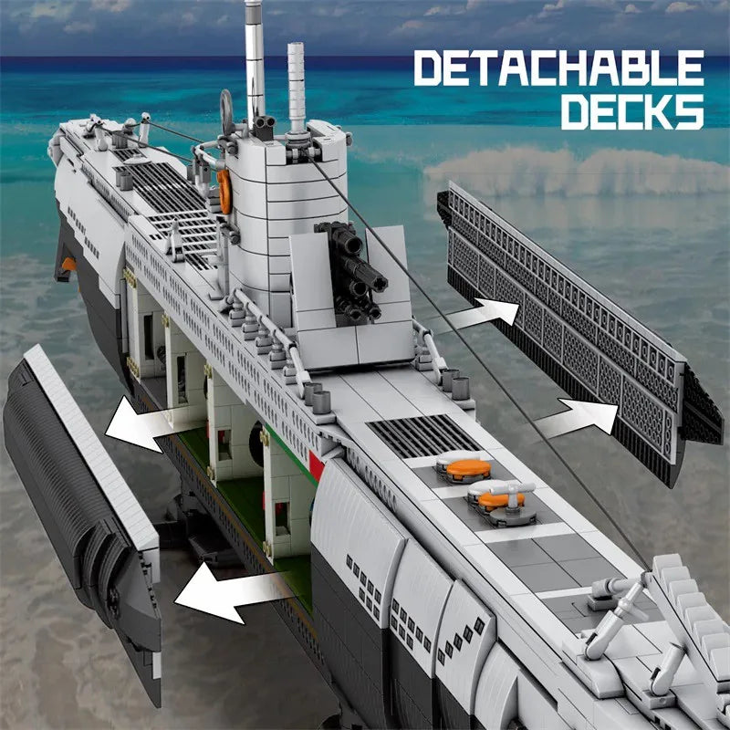 RB33050 Sottomarino U-Type undersea boat Sottomarino Tedesco Militare 3687PCS