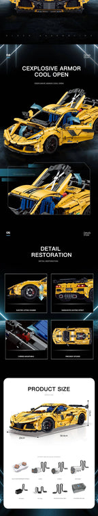 GULY 10622 Technic Corvtte Sportcar C8 Z06 1:8 CON MOTORE 3788 PCS [Pre-vendita]