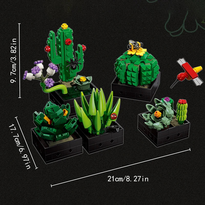 JIESTAR JJ9011 Mini Giardino Botanico Piante Fiori e Cactus per decorare la casa 590PCS
