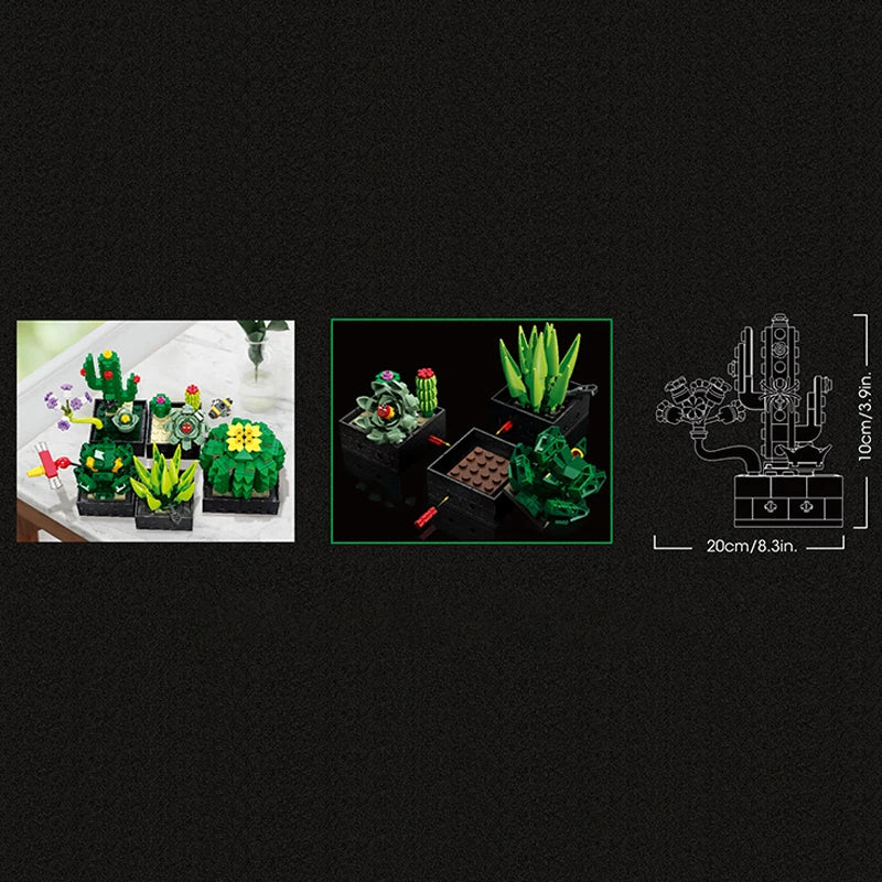 JIESTAR JJ9011 Mini Giardino Botanico Piante Fiori e Cactus per decorare la casa 590PCS