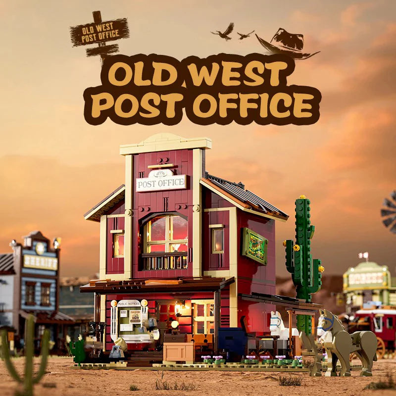 Funwhole F9044 Vecchio Ufficio Postale del West edificio Modulare con 4 minifigures Scatola e Luci LED 1692PCS