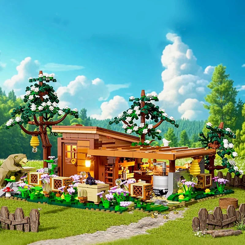 FunWhole F9062 Bee Farm Apiario Allevamento di api Scatola e Luci LED 1274PCS