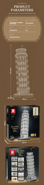 Reobrix 66025 Torre di Pisa pendente Scala 1:50 Modulare 110CM Scatola 7652PCS