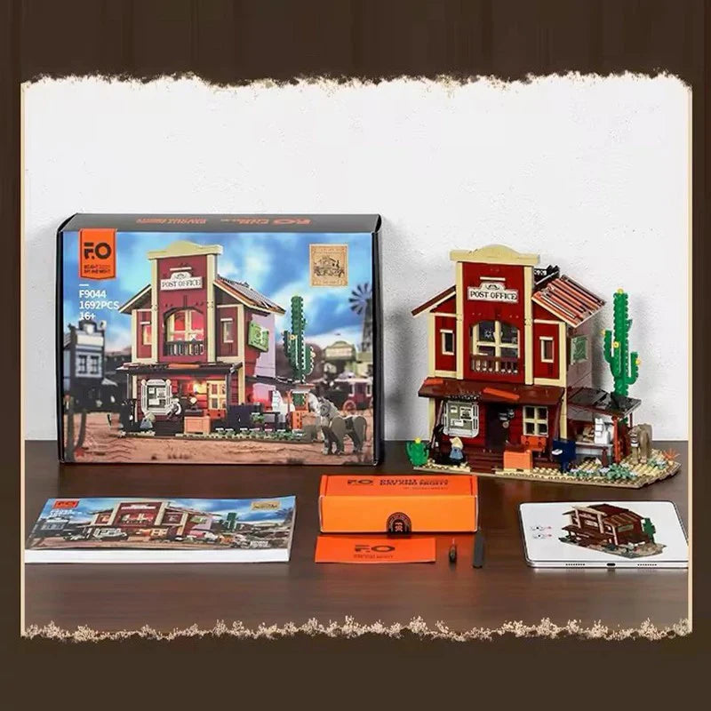 Funwhole F9044 Vecchio Ufficio Postale del West edificio Modulare con 4 minifigures Scatola e Luci LED 1692PCS