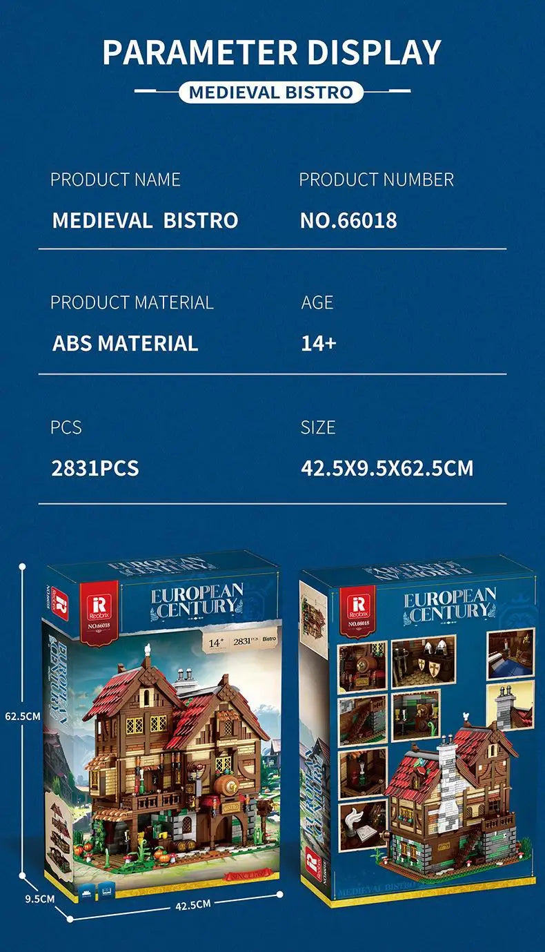 Reobrix 66018 edificio modulare villaggio medievale casa taverna bistrot 2831Pcs