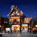 Funwhole F9038 Sartoria stile Medievale Edificio Modulare, 5 minifigures con LUCI LED e Scatola 1523PCS