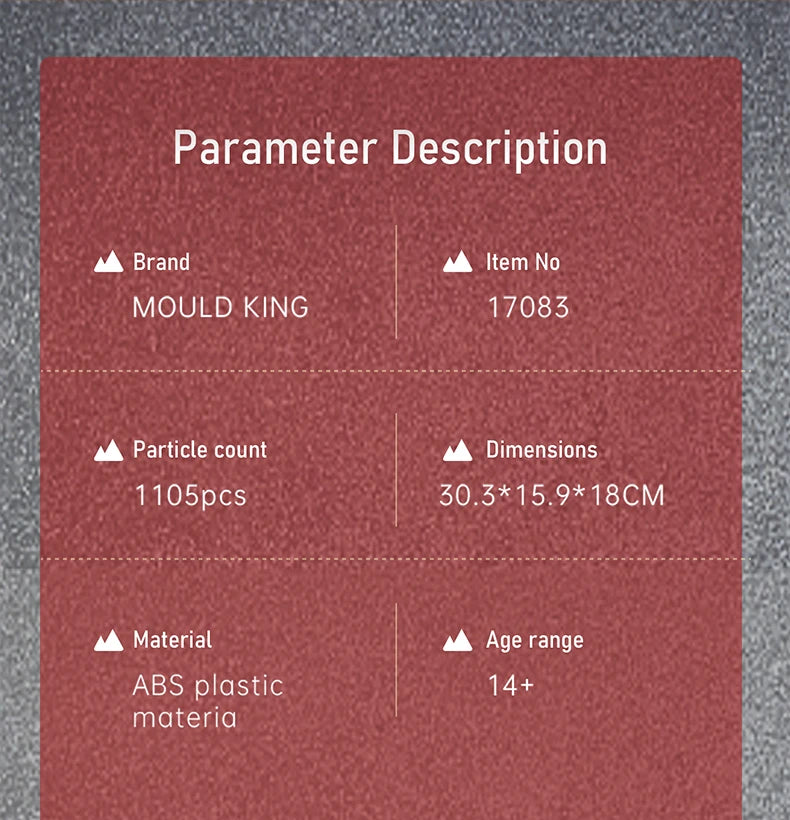 Mould King 17083 Escavatore Technic compatto motorizzato con braccio articolato e cingoli mobili1105PCS