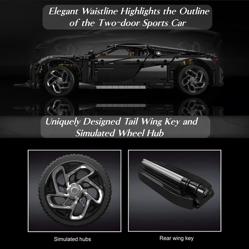 Mould King 13163 Technic La Voiture Noire Con Scatola e Motore radiocomandato