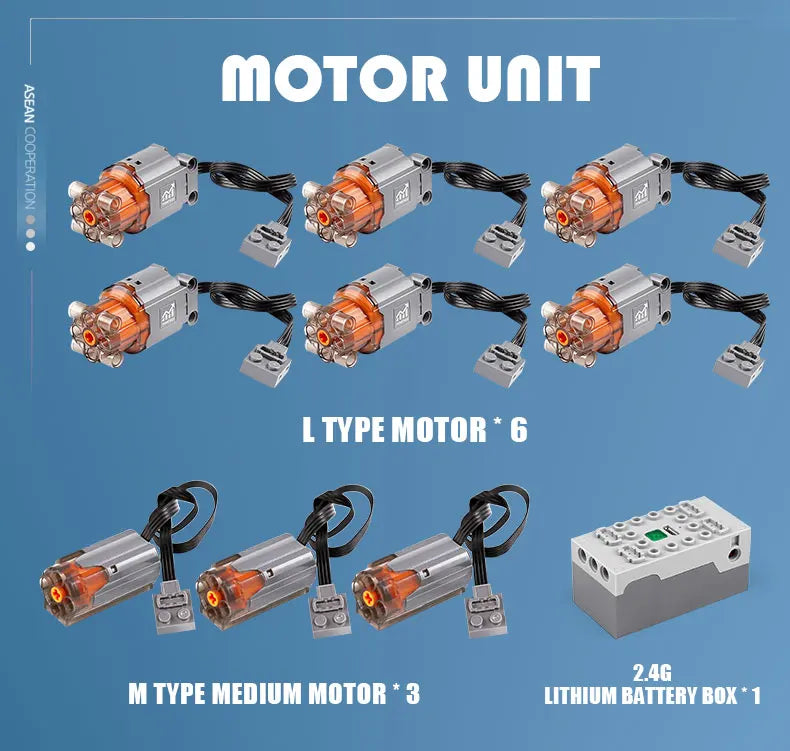 MOULD KING 13144 Ruspa cingolata Technic motorizzata (Bulldozer RC) 8 ruote Scatola3647PCS
