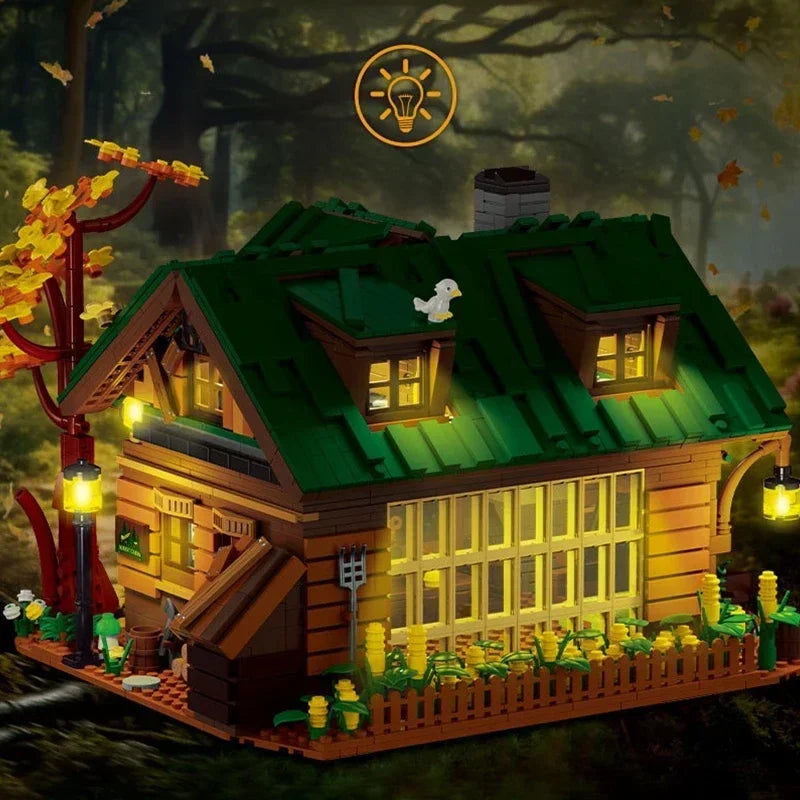 XMORK 1004 Baita nella Foresta Casa di montagna Modulare Con Luci e Scatola 2234PCS