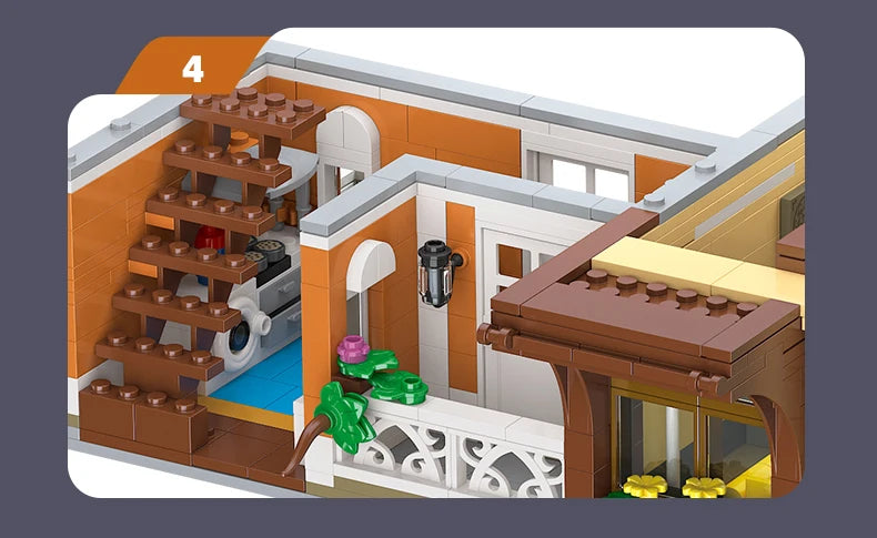 JIESTAR 89129 Stazione del treno city creator modulare MOC Con LUCI 3692pcs