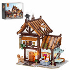 Funwhole F9038 Sartoria stile Medievale Edificio Modulare, 5 minifigures con LUCI LED e Scatola 1523PCS