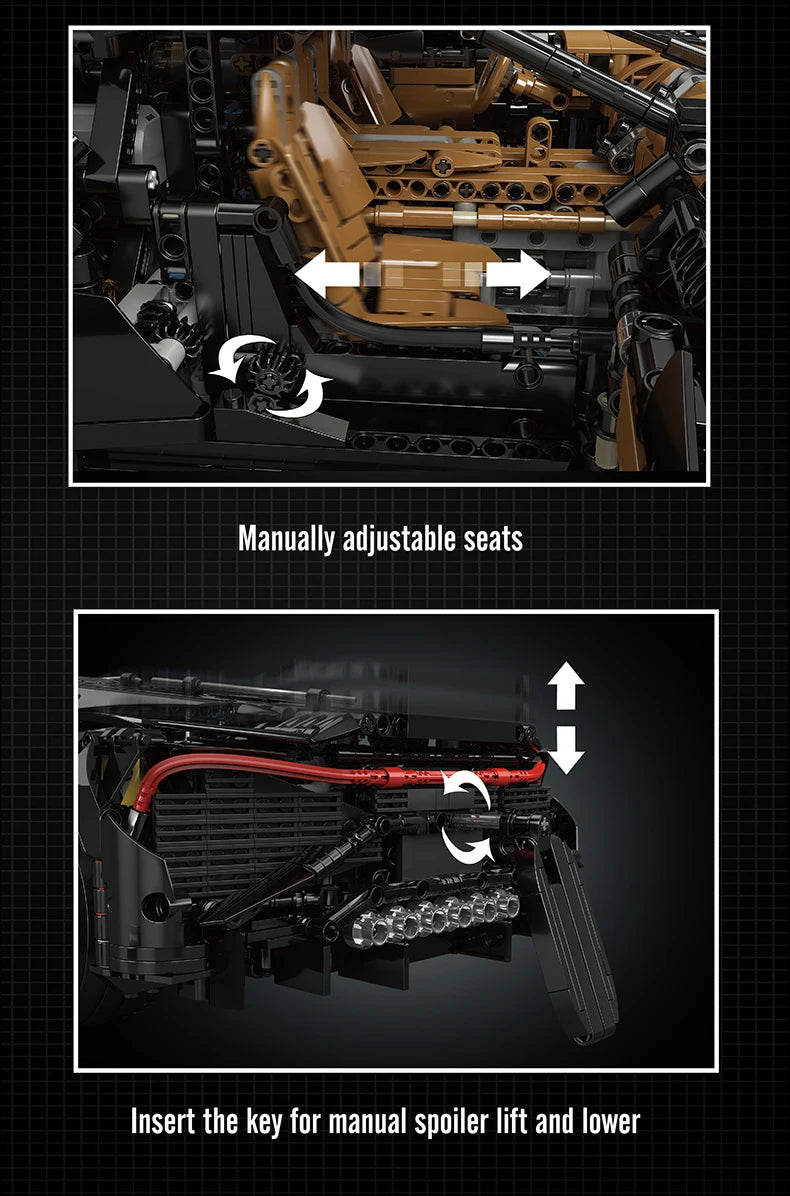 Mould King 13163 Technic La Voiture Noire Con Scatola e Motore radiocomandato