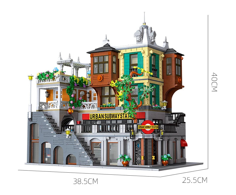JIESTAR 89129 Stazione del treno city creator modulare MOC Con LUCI 3692pcs