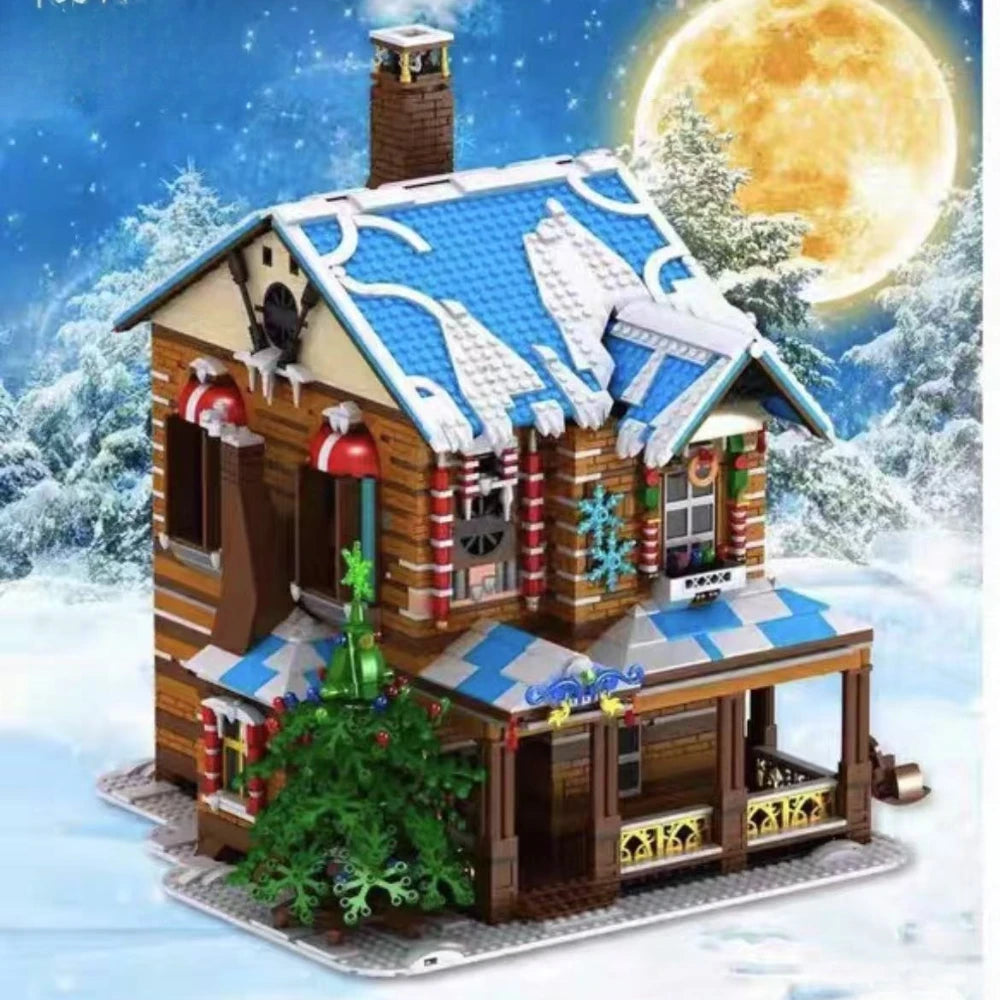 MOC 16011 Casa di Babbo Natale, casa nella Foresta edificio modulare Con Luci 3693PCS