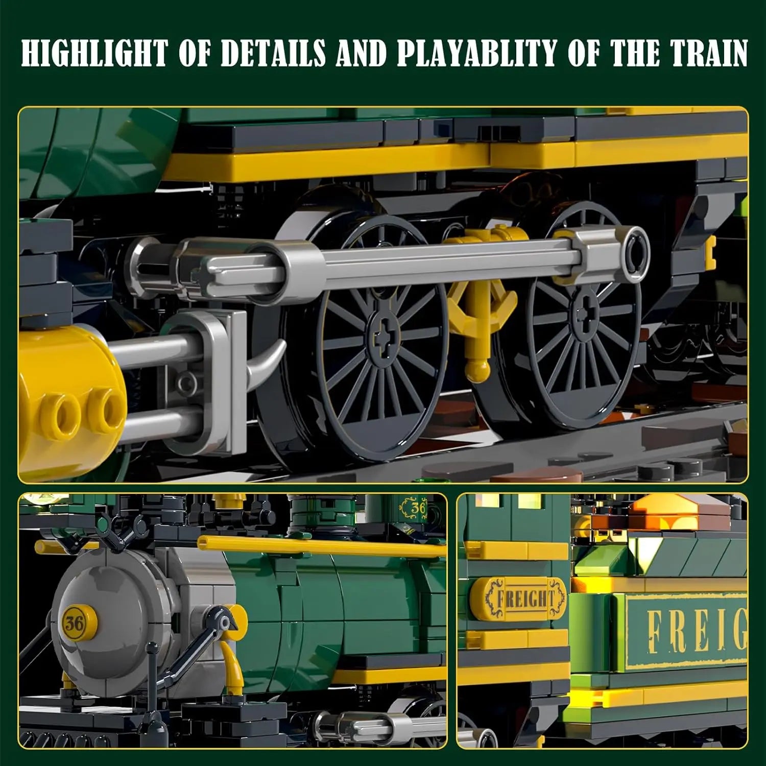 FUNWHOLE F9036 Wild West Treno Merci locomotiva con vagoni creator con Scatola e Luci LED 1524 Pcs