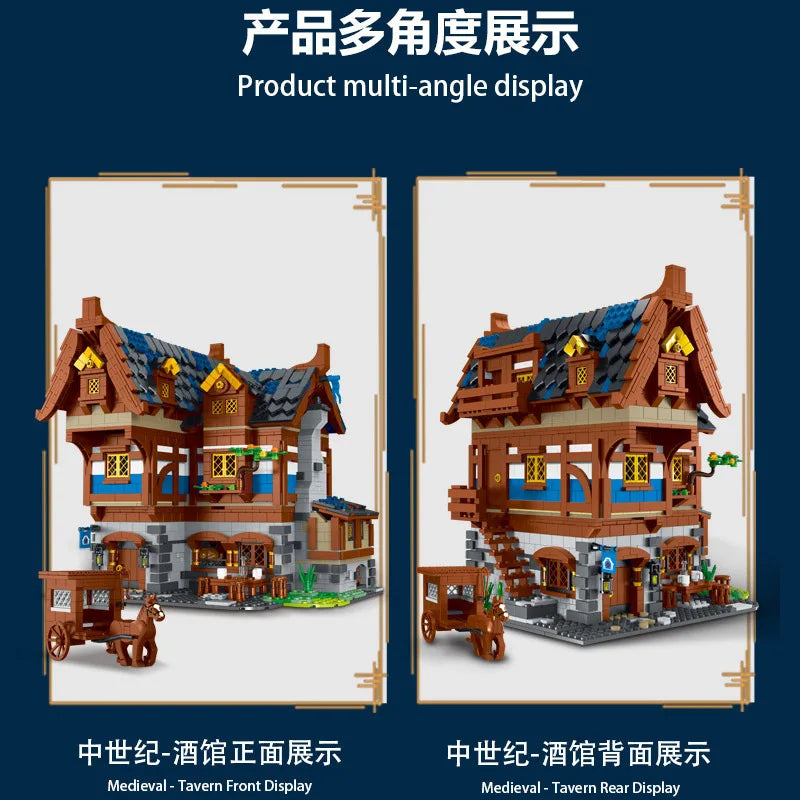 XMork 033002 Taverna Locanda Medievale MOC modulare 3451Pcs